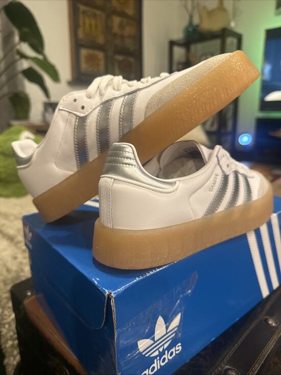 adidas Shoes - Adidas Samba Low-Top Sneakers In White/Metallic Silver Women's Size 7 JQ8412